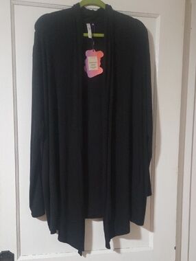 YITTY Black Open-Front Draped Cardigan